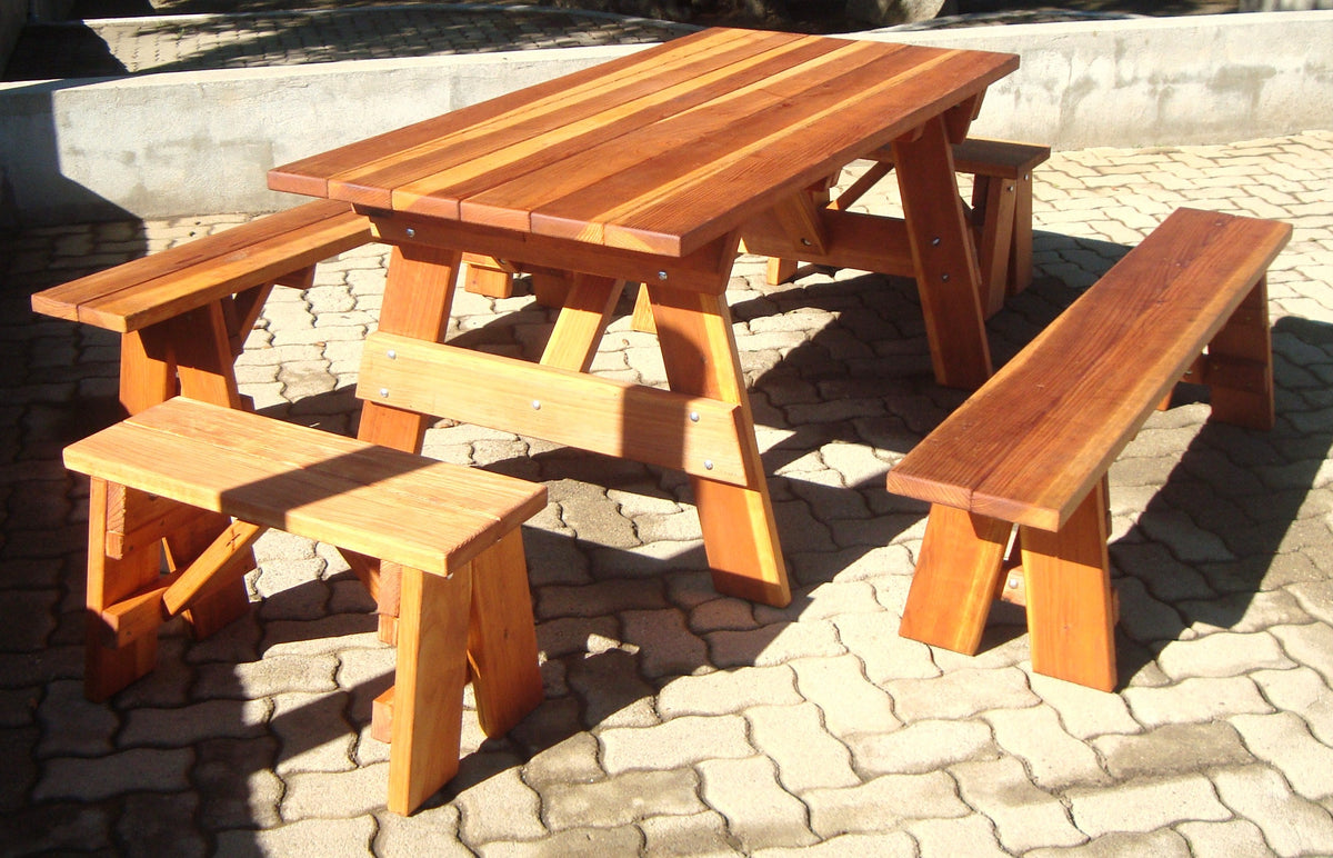 Best Redwood Super Deck Redwood Picnic Table