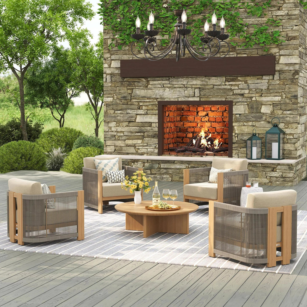 Peak Home Furnishings Positano 5-Piece Aluminum Outdoor Seating Set with Sunbrella® Cushions