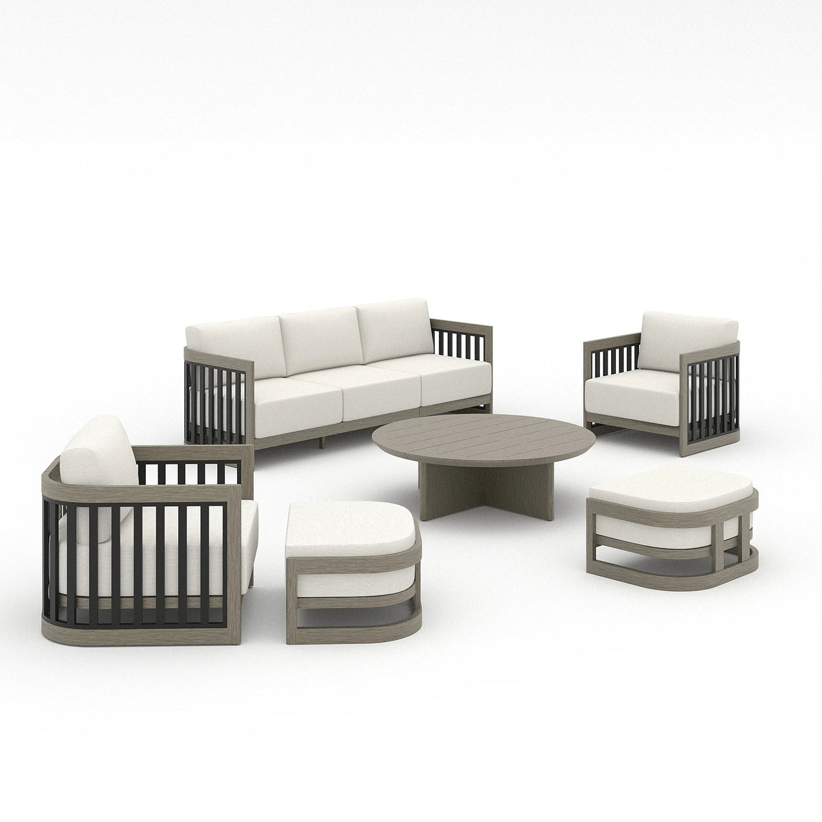 Peak Home Furnishings Sereno 6-Piece Modern Outdoor Sectional Seating Set with Ottoman
