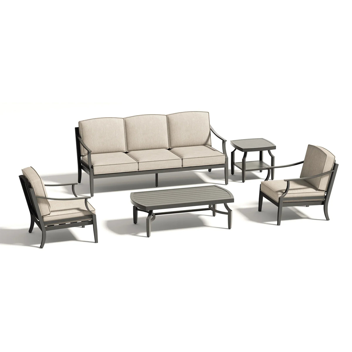 Peak Home Furnishings Tamarin 5-Piece Aluminum Patio Conversation Set With Sunbrella® Cushions