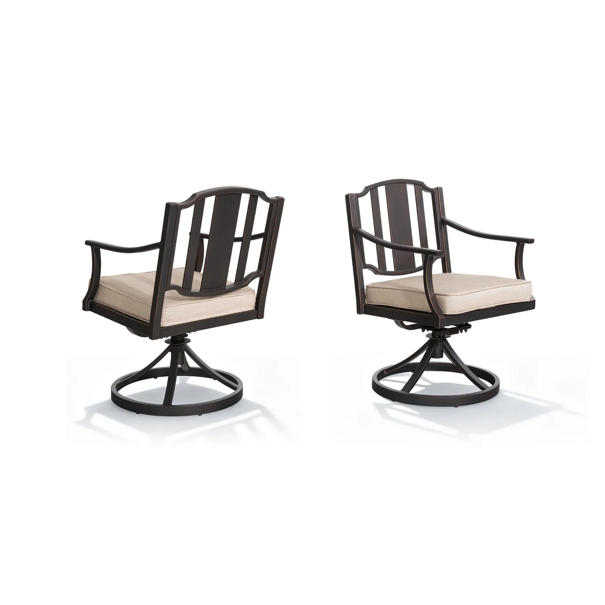 Peak Home Furnishings Tamarin Aluminum Patio Rectangular Dining Table and 6 Dining Swivel Chairs